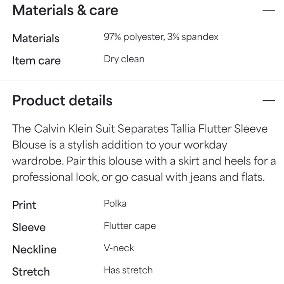 Calvin Klein Tallia Flutter Sleeve Blouse, Size Large - Picture 3 of 7